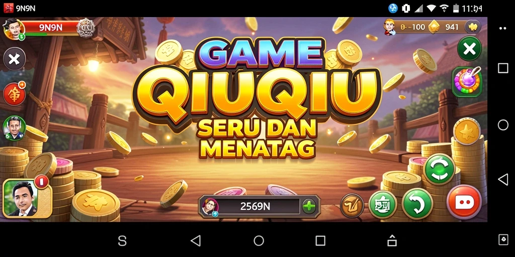 Screenshot menunjukkan gameplay seru dalam QiuQiu 9N9N.