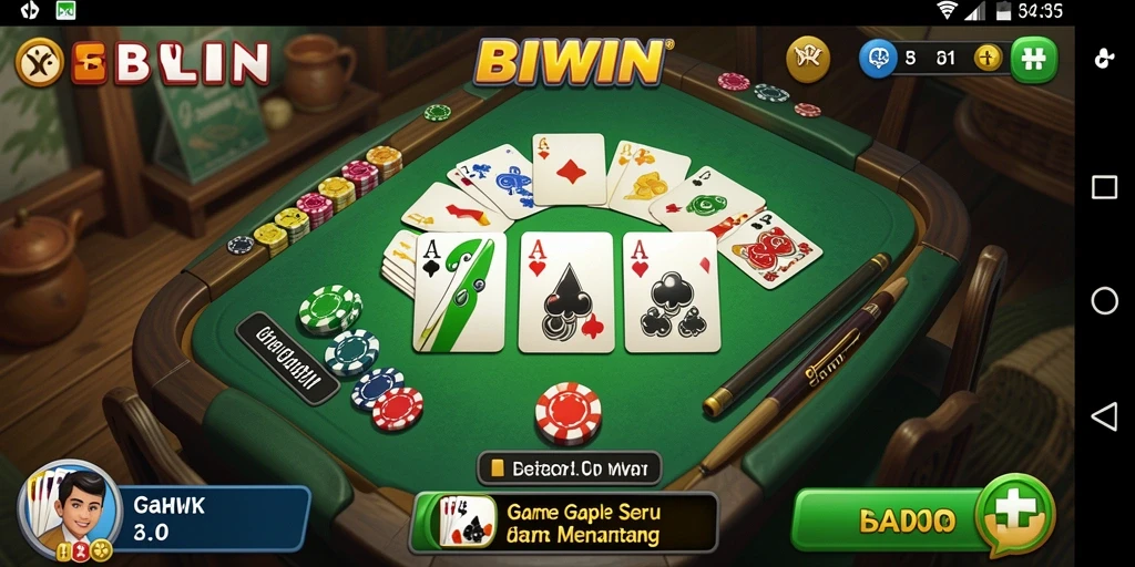 Screenshot gameplay Gaple yang menampilkan suasana seru dalam BIWIN.