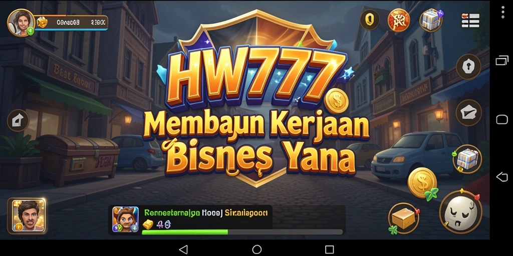 Screenshot gameplay HW777 yang menampilkan proses pembangunan bisnis yang menarik.
