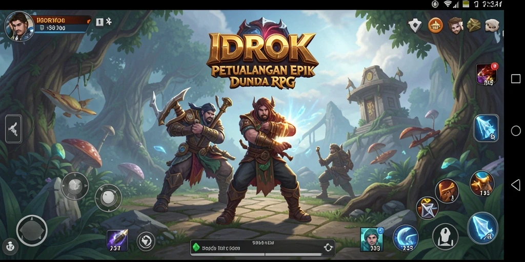 Tangkapan layar gameplay RPG IDROK menampilkan aksi seru dan karakter epik.