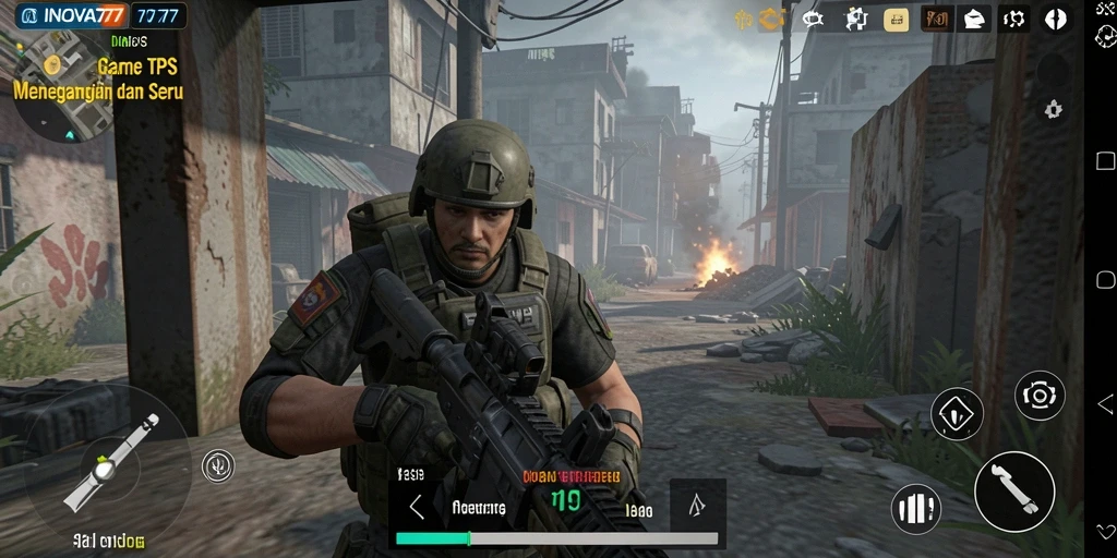 Tampilan mendebarkan dari gameplay INOVA77 dalam aksi TPS.