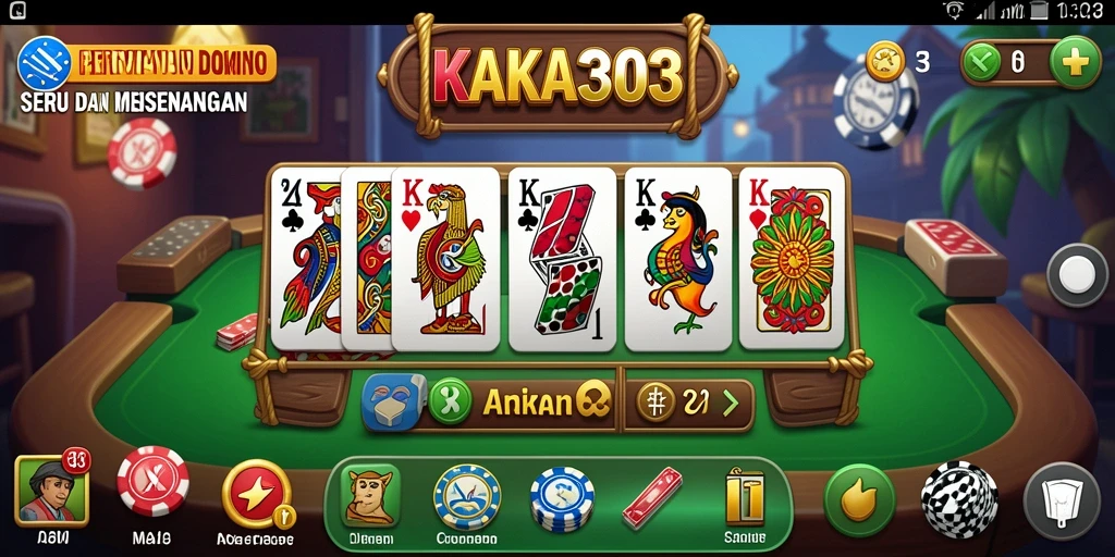 Tampilan gameplay KAKA303 dengan jelas menampilkan aksi Domino yang seru.