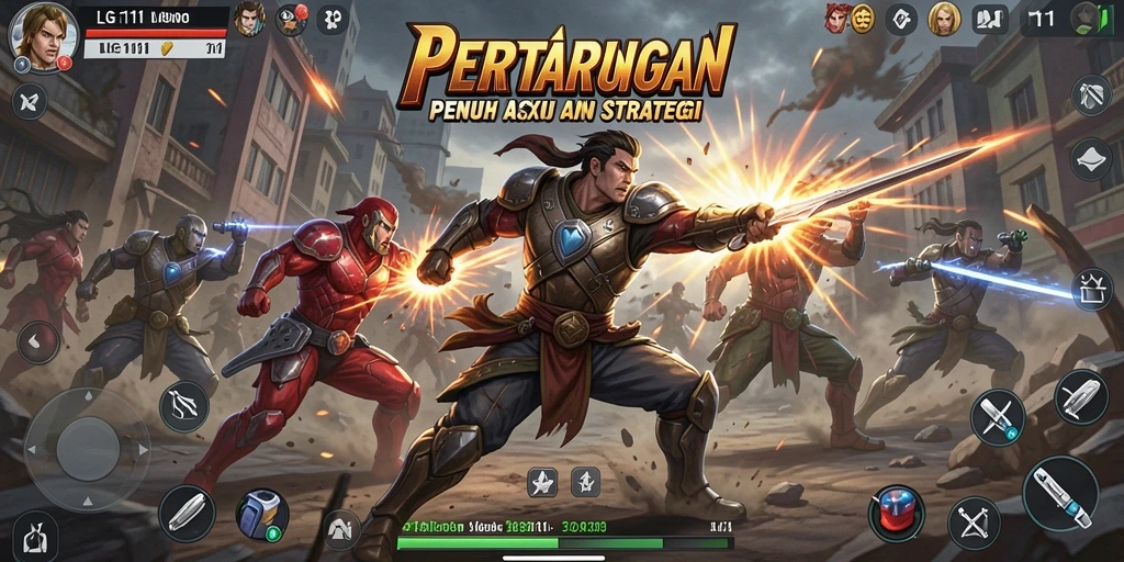 Tampilan gameplay LG111 yang menegangkan dan penuh aksi pertarungan.