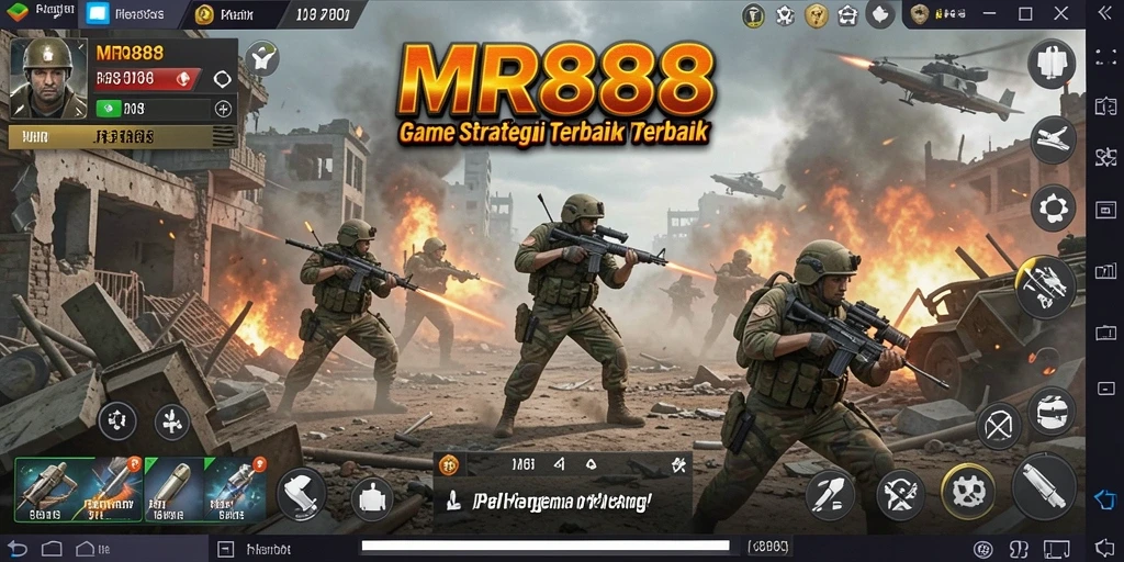 Tampilan gameplay menampilkan pertempuran strategis yang mendebarkan di MR888.