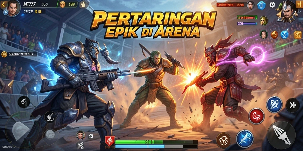 Tampilan gameplay MT777 menampilkan karakter bertarung dengan dinamis.