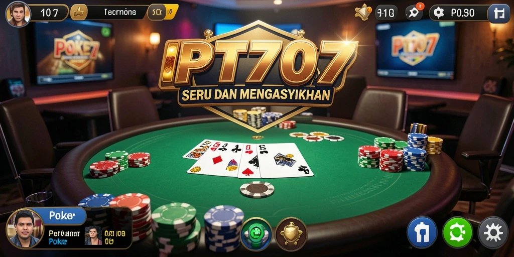 Screenshot gameplay PT707 yang menampilkan suasana permainan Poker.