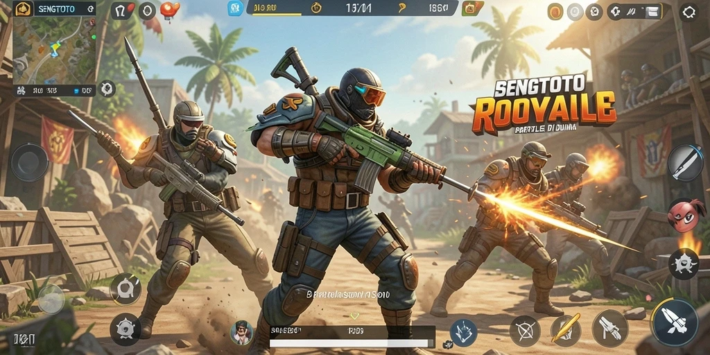 Tampilan aksi seru dalam permainan Battle Royale SENGTOTO.