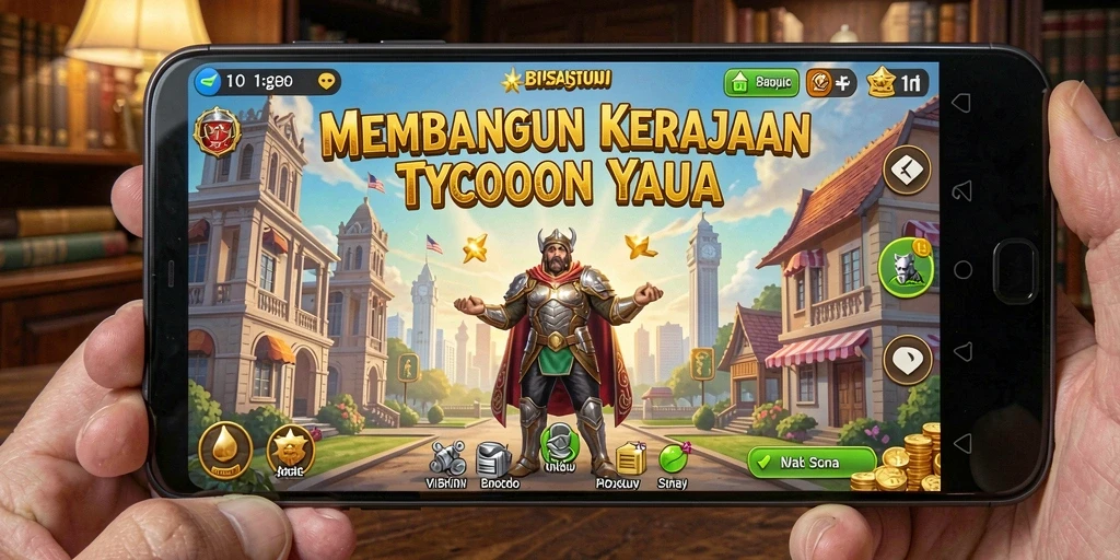 Tangkapan layar utama V07 menampilkan gameplay Tycoon yang seru.